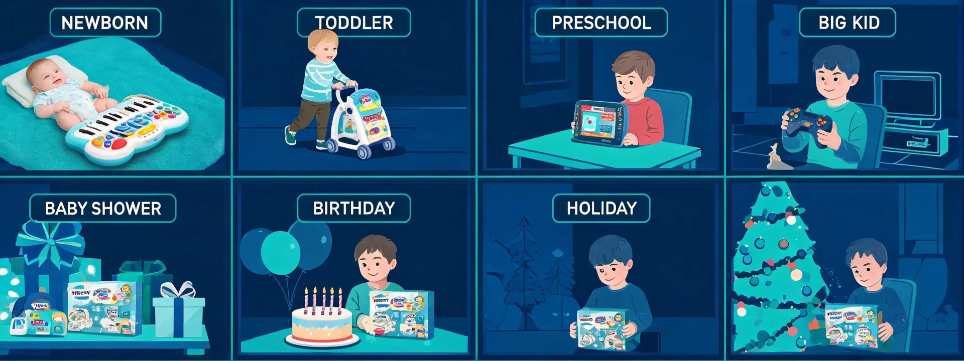 Map of Vtech play needs by age and gift occasion